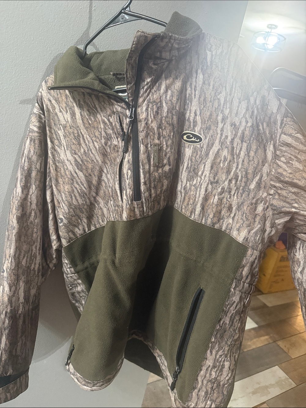 Drake Olive & Brown Camo Half-Zip Fleece Pullover
